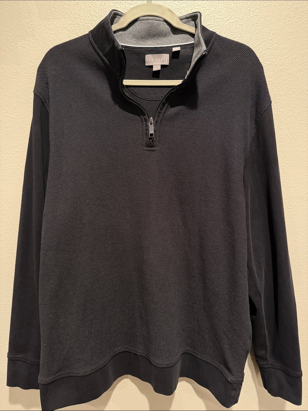 Ted Baker Black Half-Zip Textured Pullover Size: XL